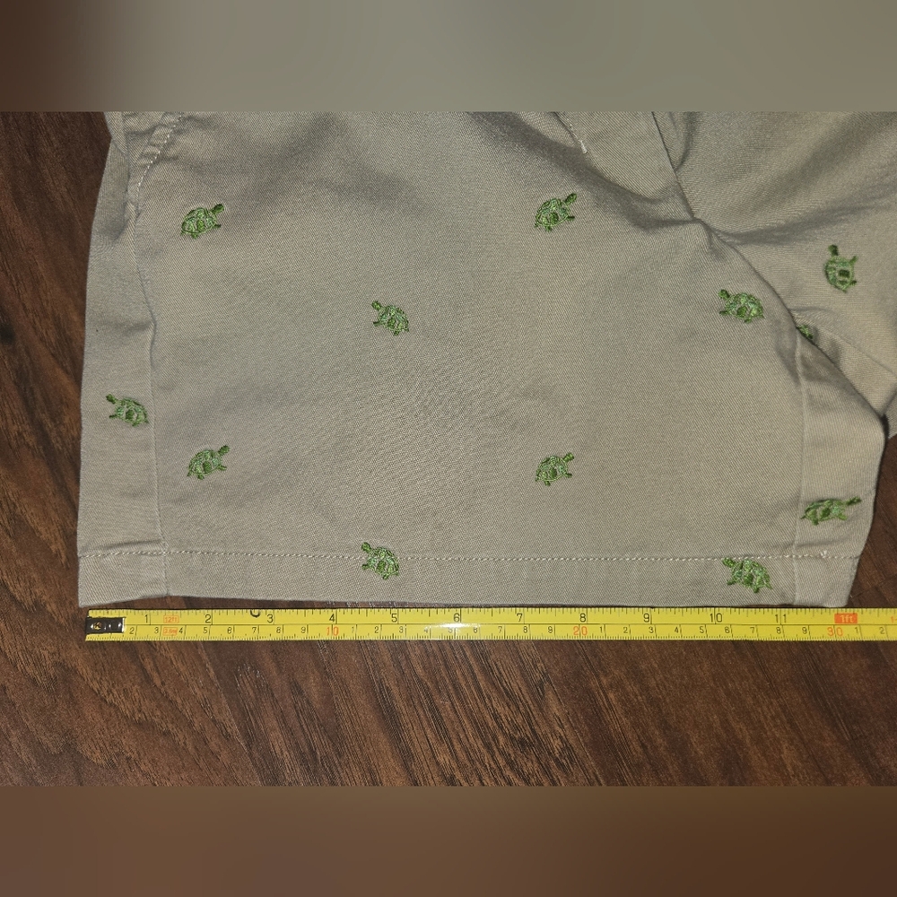 J. Crew Khaki Chino Shorts Beachy Turtle Embroidered Size 4 - Picture 8 of 9